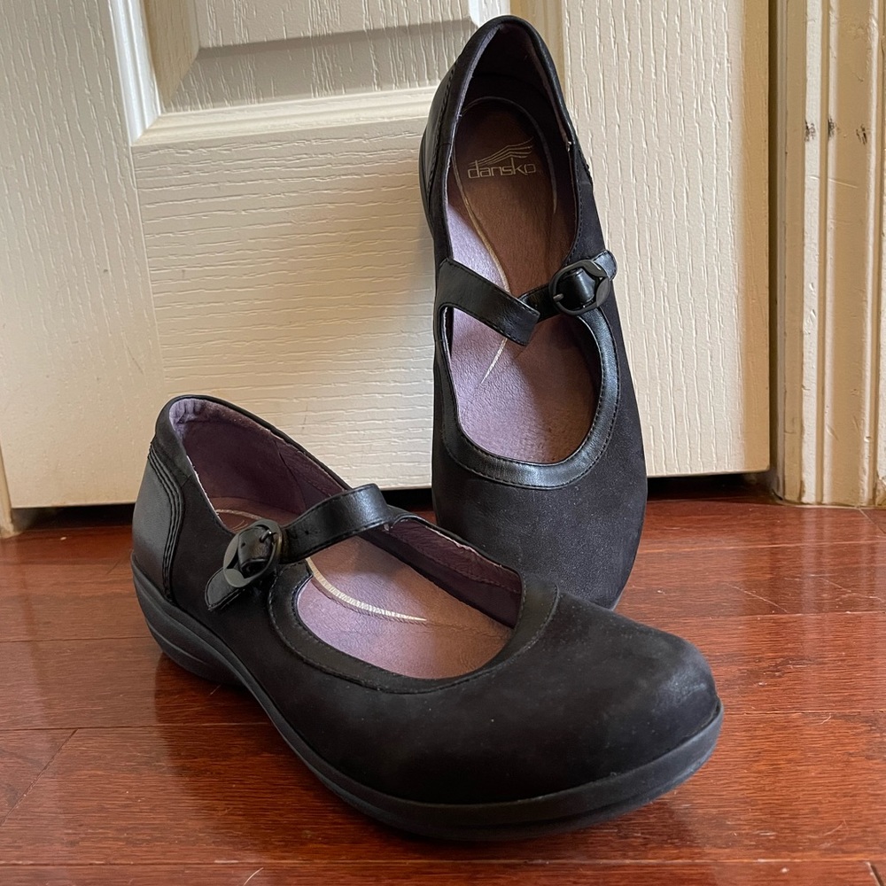 Dansko Mary Janes in Black Suede and Leather Size 10.5, EUR 41